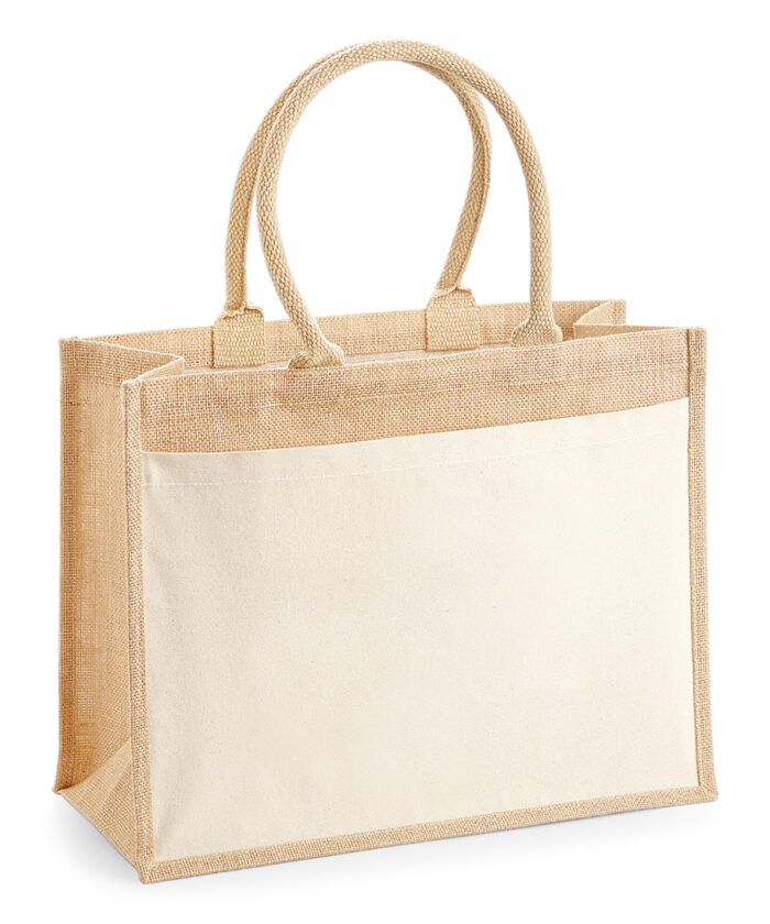 Cotton pocket jute shopper - Image 1