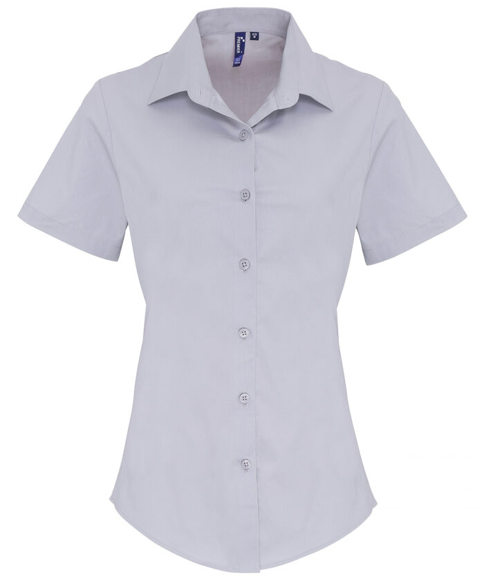 Women's stretch fit cotton poplin short sleeve blouse - Image 3