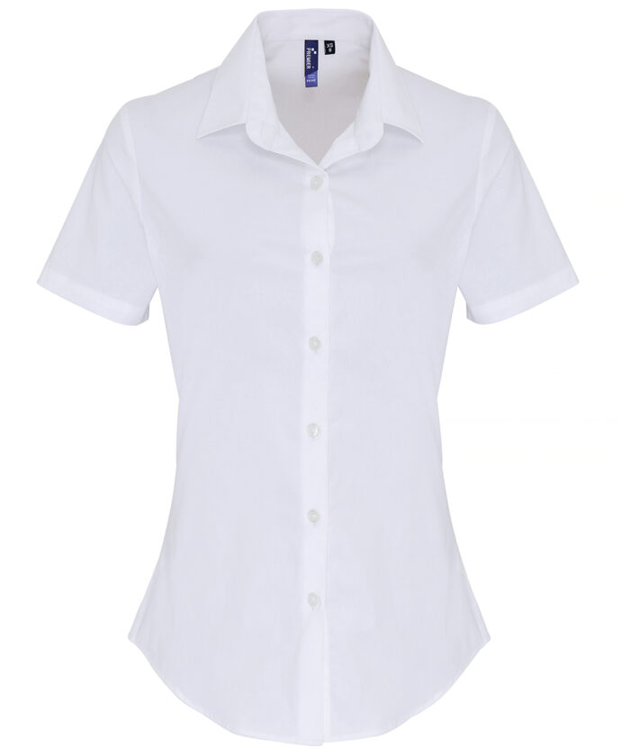 Women's stretch fit cotton poplin short sleeve blouse - Image 1