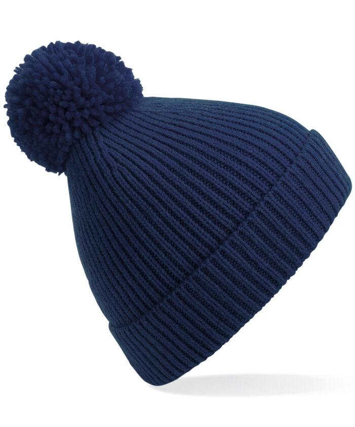 Engineered knit ribbed pom pom beanie - Image 1