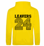 Leavers Kids Hoodie with left chest school logo embroidered and Back number with names printedÂ