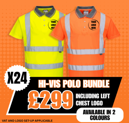 S477 (RT22) Hi-Vis Polo Shirt S/S with Chest Logo ***Bundle of 24