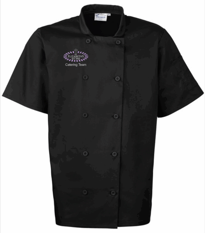 St. Elizabeth’s – CATERING TEAM – PR656 S/S Chef's Jacket– Black ***Non Returnable - Image 1
